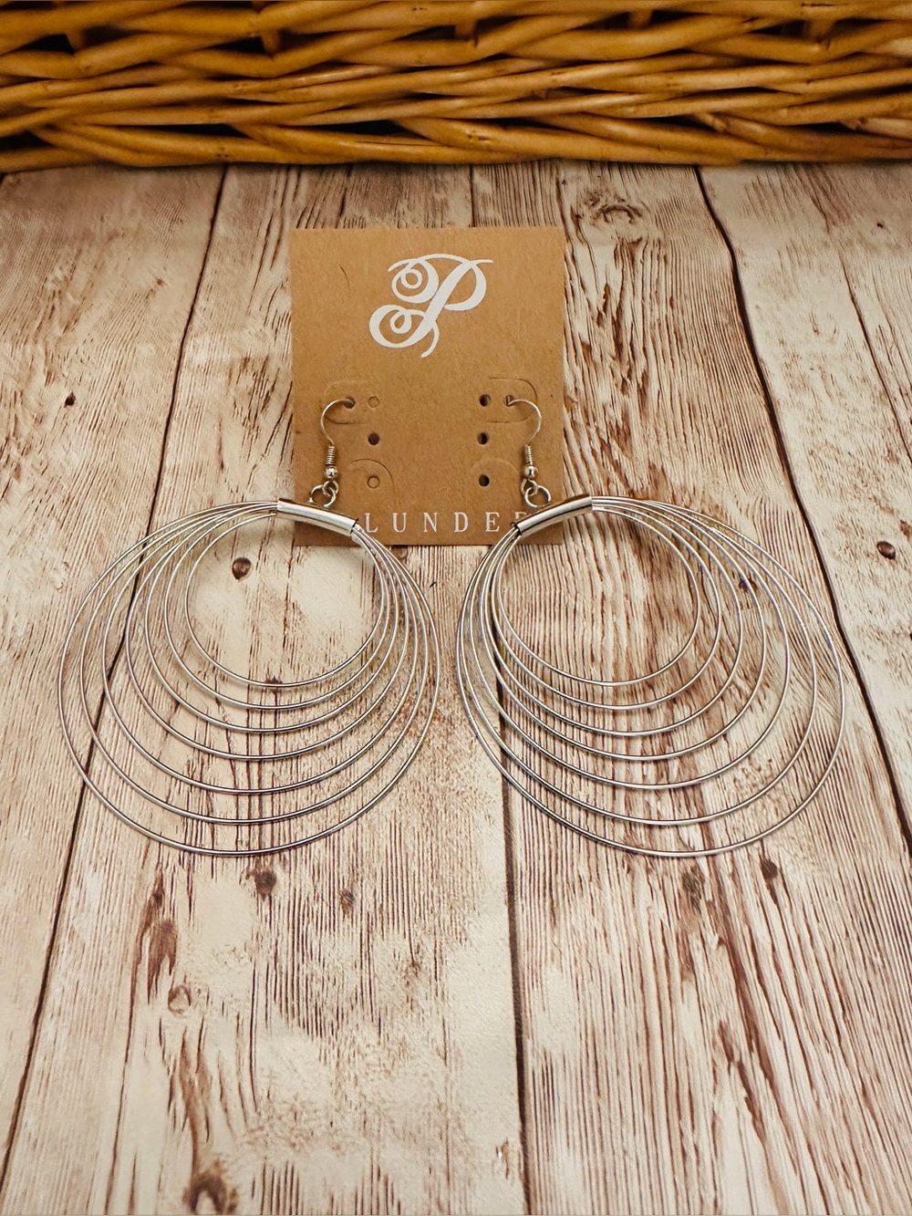 Plunder Silver Layered Multi-Hoop Drop Earrings - Picture 2 of 4